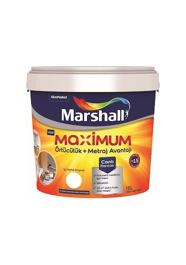 Marshall Maximum İpek Silikonlu Silinebilir İç Cephe Boyası 15 Lt 15 LT
