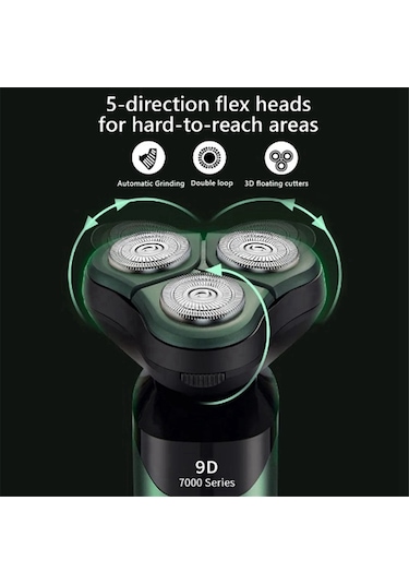 Elektrikli Lcd Dijital Ekran Üç Başlı Yüzen Tıraş Bıçağı Type-c Siyah