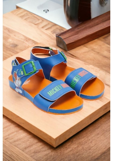 Mickey Mouse Baskılı Mavi Çocuk Sandalet 001