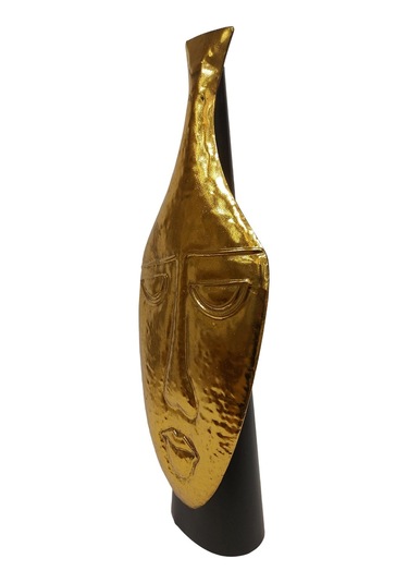 Biev Metal Vazo Yüz Kabartmalı 22x12x58 Cm