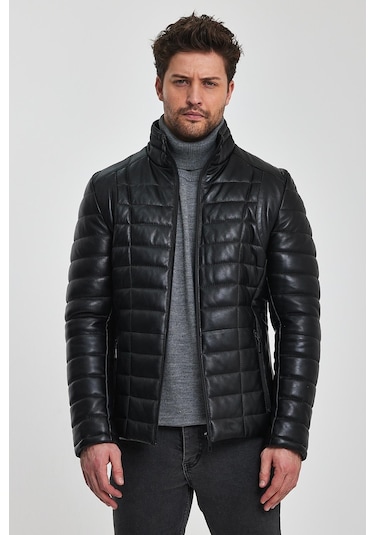 Dennis Siyah Deri Mont 001