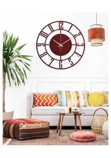 Kırmızı Latin Dekoratif Duvar Saat Kırmızı