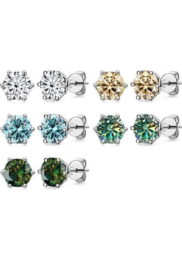 Mavi Bagueringen Gerçek 0.5-1 Karat D Renk Mozanit Saplama Küpe Kadınlar Için En Kaliteli 925 Ayar Gümüş Köpüklü Düğün Takı