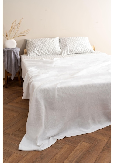 Soley Serenity %100 Pamuk 220 X 240 Cm Battal Boy Pike Beyaz