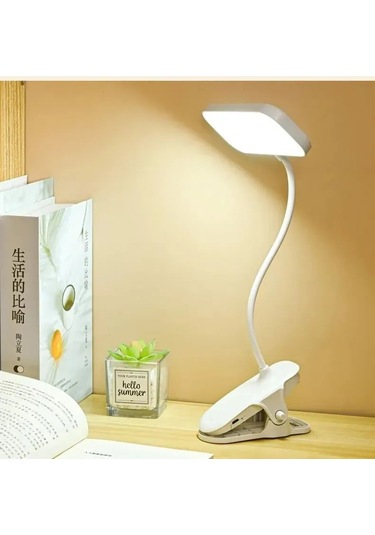 Vkemall Usb Şarjlı, Parlaklık Ayarlanabilir Led Okuma Lambası - Göz Korumalı, Çok Amaçlı, Masaya/yatak Üstüne Tutan Veya Dikey Konulabilir Beyaz