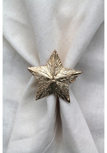 6 Adet Dekoratif Gold Star Nova Peçete Halkası - Napkin Ring
