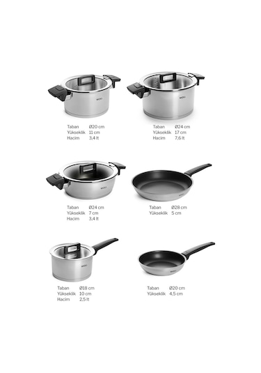 Woll Concept D-WOLLNCSET002 Çelik Tencere Seti 10 Parça