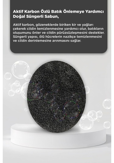 Aktif Karbon Özlü Batık Ve Çilek Bacak Onarımına Yardımcı Doğal Süngerli Sabun 130gr Aktif Karbon
