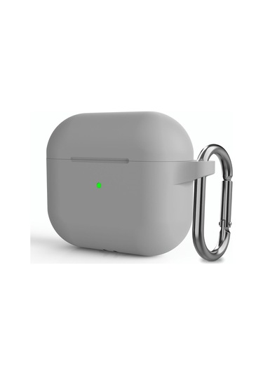 Microsonic Airpods 3 Uyumlu Askılı Mat Silikon Kılıf Gri