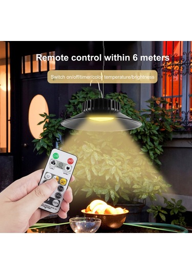 Gajeena Güneş Enerjili Dış Mekan Led Lambası, Ip65 Su Geçirmez, 3 Renk Tonu, Uzak Kumanda, Çadır Ve Bahçe Işığı Tekli Paket