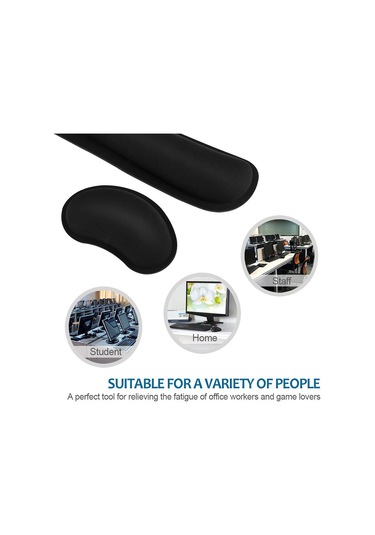 Bilek Desteği Mouse Pad Klavye Bilek Desteği Seti Hafızalı,siyah