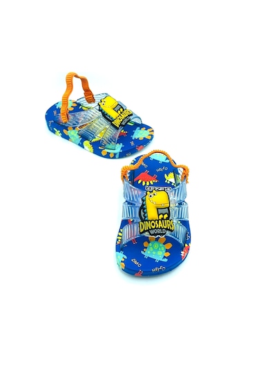 Gezer 13291 Dinazor Desenli Erkek Bebe Havuz Plaj Terlik-sandalet Mavi