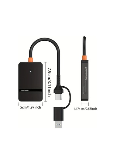 Xuweiwei Xuanguı 8li Siyah Usb C Usb A Kart Okuyucu Sd Tf Cf Ms Kartlar Ve Usb Bellek Sürücüler İçin Taşınabilir Adaptör