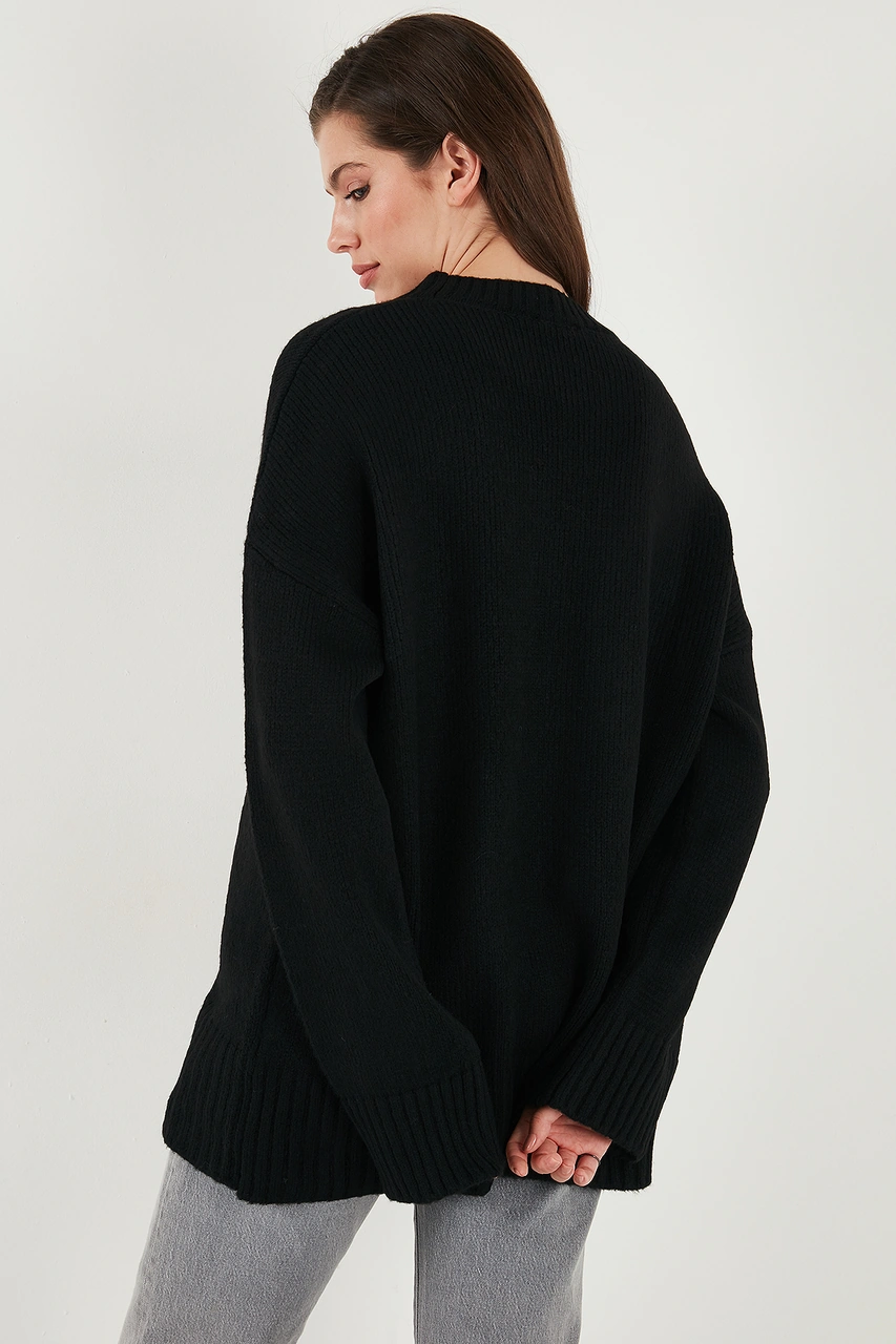 Lela Regular Fit Bisiklet Yaka Basic 2'Li Paket Triko Bayan Kazak 4616213S2 Bordo-Siyah