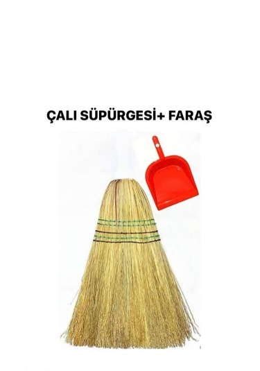 Anadolu Ot Çalı Yer Süpürme El Fırçası Ve Plastik Faraş Seti