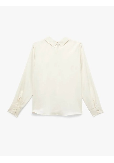 Koton Asimetrik Yaka Saten Kırık Beyaz Kadın Bluz 6wak60097uw KIRIK BEYAZ