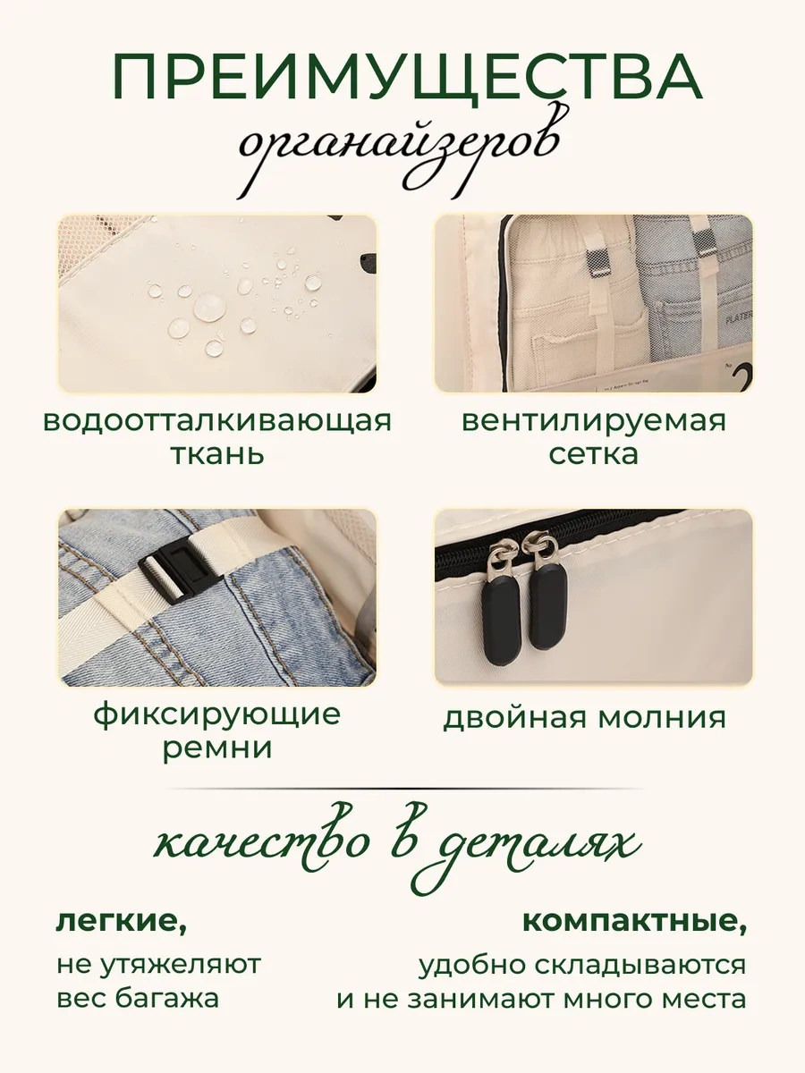 Homlove Valiz İçin Organizatör Seti, 7 Parça. 417374147 Bej