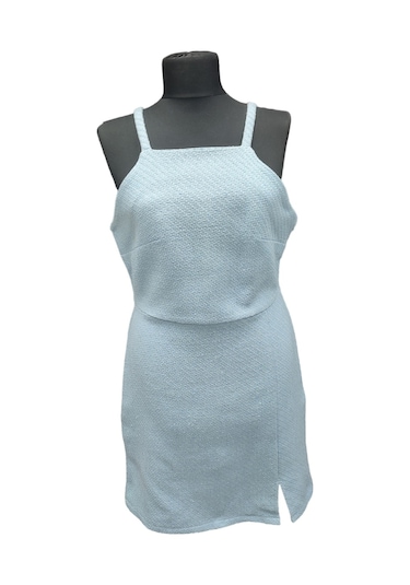 Kadın Açık Mavi Askılı Tüvit Elbise Dm2672