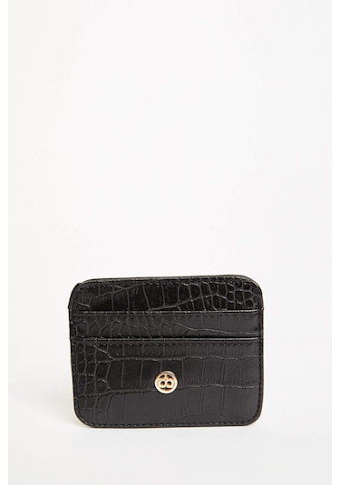 Defacto Suni Deri Croco Kadın Kartlık W2526AZNSBK27 Siyah
