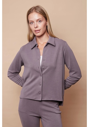 Kadın Şık Hafif Likralı Modal Kumaş Yakalı Uzun Kol Yanları Yırtmaçlı Gömlek Pantolon Için Jument 49050 -Koyu Gri K.Gri Kadın Şık Hafif Likralı Modal Kumaş Yakalı Uzun Kol Yanları Yırtmaçlı Gömlek Pantolon Için Jument 49050 -Koyu Gri K.Gri