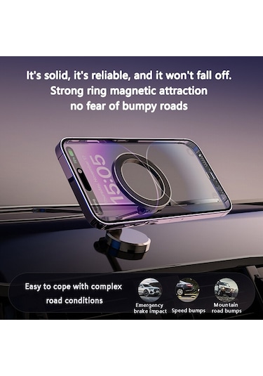 360 Dönebilen Magsafe Mıknatıslı Magnetik Stand Araç İçi Telefon Tutucu Wireless Şarj Yapmaz Siyah