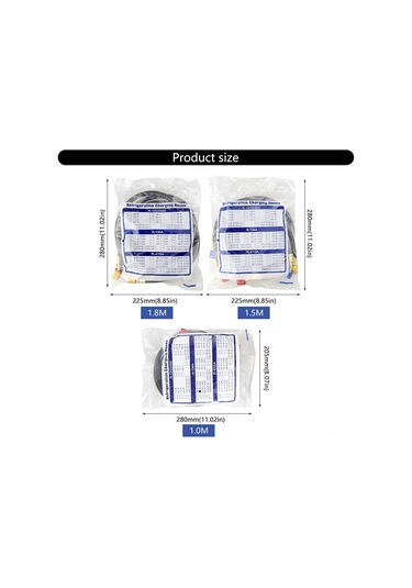 Padalink R22/r134a/r410a Soğutucu Yükleme Hortumu Seti - 1.8m Dayanıklı Kauçuk, 800 Psi Çalışma Basıncı, Otomobil Ve Konut Klimaları İçin