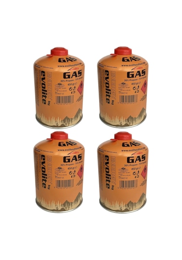 Evolite Butane Propane Vidalı 450 Gr. Ocak Kartuşu - 4 Adet Çok Renkli
