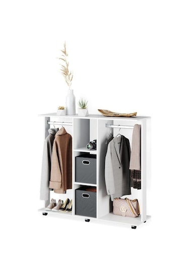 Funda Açık Giyinme Dolabı Çok Amaçlı Dolap Gardırop 80 Cm Beyaz