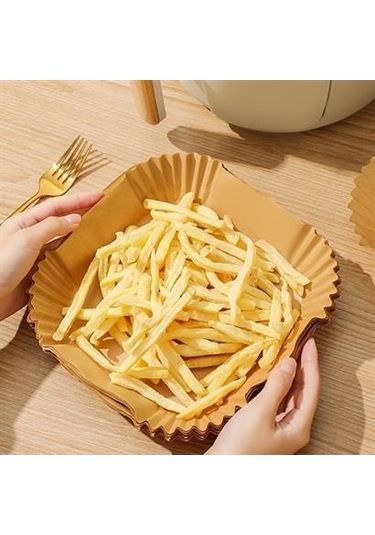 Petinka Air Fryer Pişirme Kağıdı Tek Kullanımlık 23 Cm Kare Xxl Pişirme Kağıdı 50 Adet