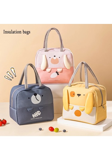 Yalıtımlı Soğutucu Taşınabilir Saklama Çantası Tote Bento Çantası Öğle Yemeği Kutusu Mavi Çok Renkli