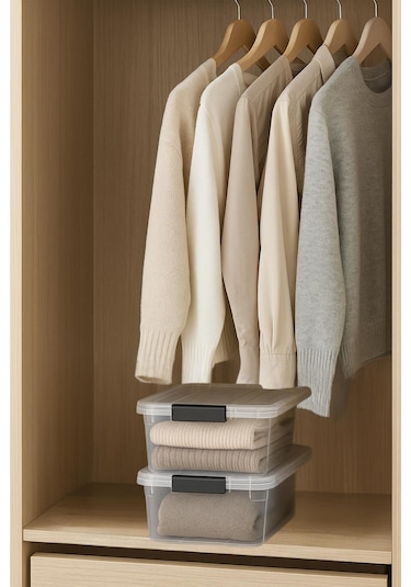 2 Li Şeffaf Saklama Kutusu & Düzenleme Kutusu 10,5 Lt Şeffaf