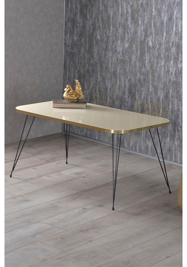 Orta Sehpa Kr Siyah Tel Ayak Altın Krem Krem