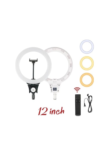 Jmary Fm-12r Kumandalı 30cm Işıklı Telefon Tutucu Ring Light Siyah