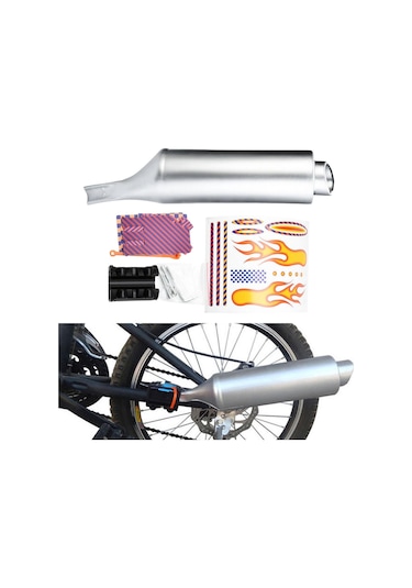 Suntek Bisiklet Turbo Ses Efektli Yuvarlak Susturucu Egzoz Gümüş