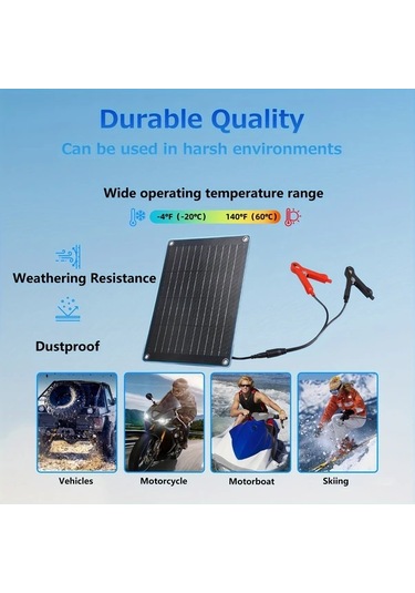 Honeybeeshop 10w 12v Güneş Enerjili Araba Pil Şarj Cihazı Taşınabilir Güneş Paneli Kiti Araba Motosiklet Tekne Rv Etfe Monokristal
