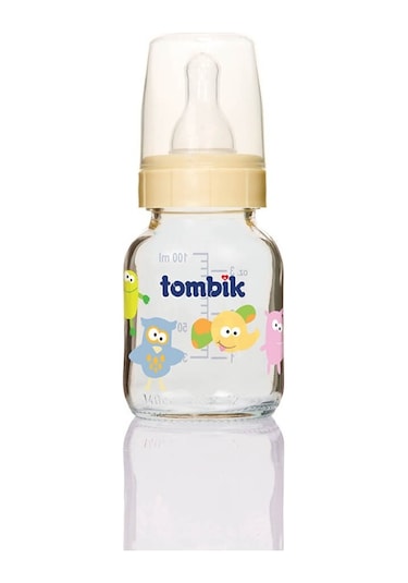 Tombik Cam Biberon 100 Ml Şaşkın Hayvan-Ekru
