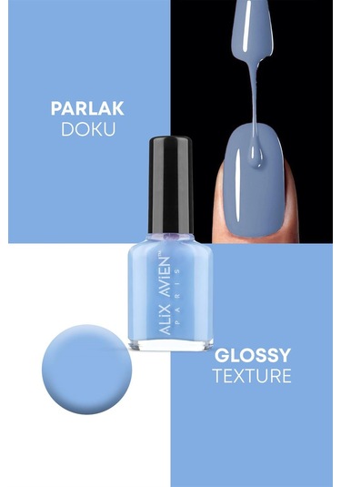 Alix Avien Açık Mavi 63 Yüksek Pigmentli Uzun Süreli Kalıcılık Hızlı Kuruma Nail Lacquer 63