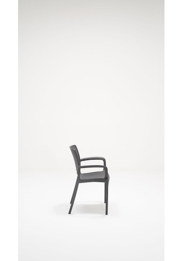 Rattan Lüx Bahçe Balkon Teras Masa Seti - Antrasit 80x80 CM Gri