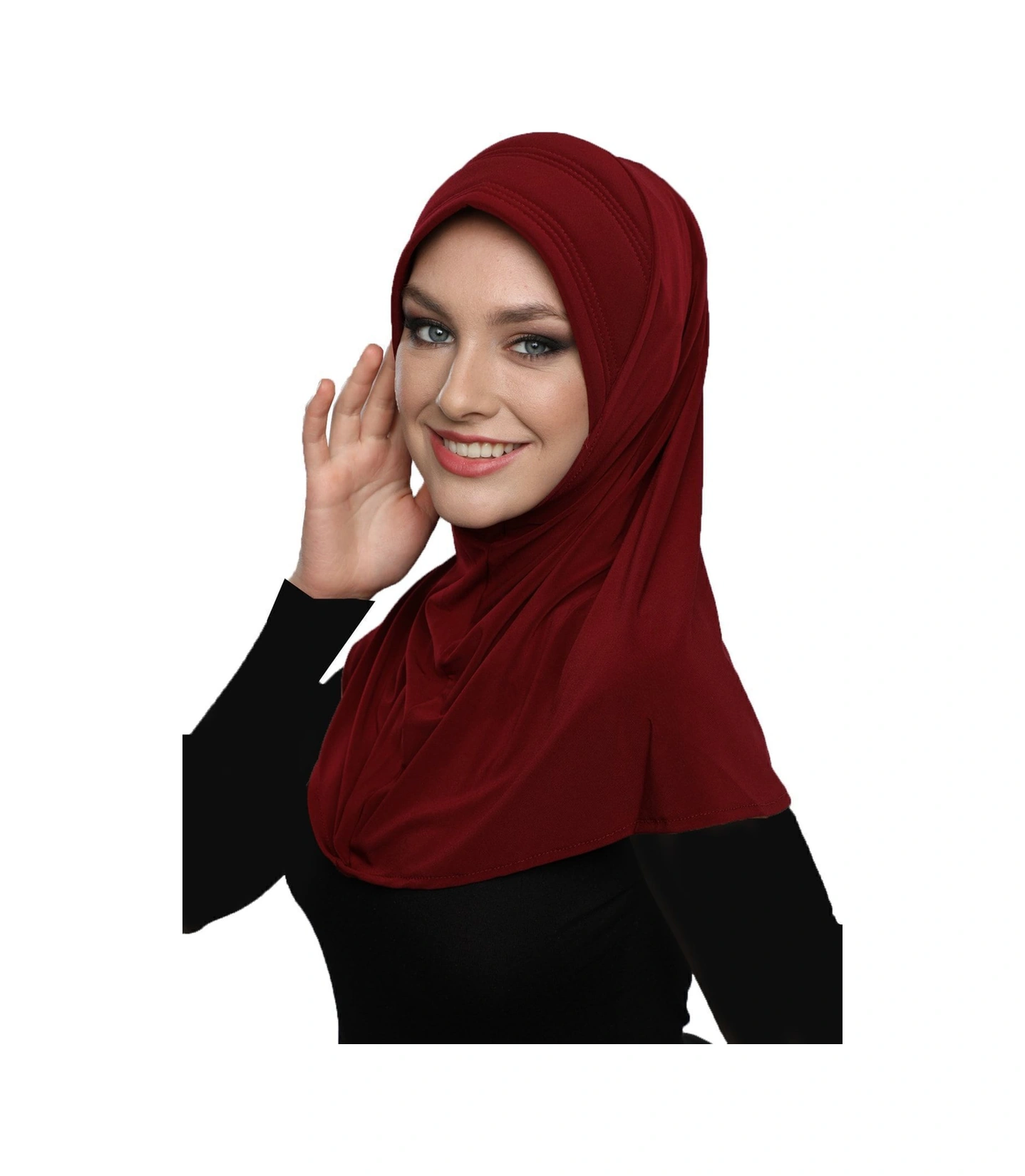 Takmatik Sade Bordo Hazır Türban Tesettür Havuz Bonesi Namaz Örtüsü Bordo