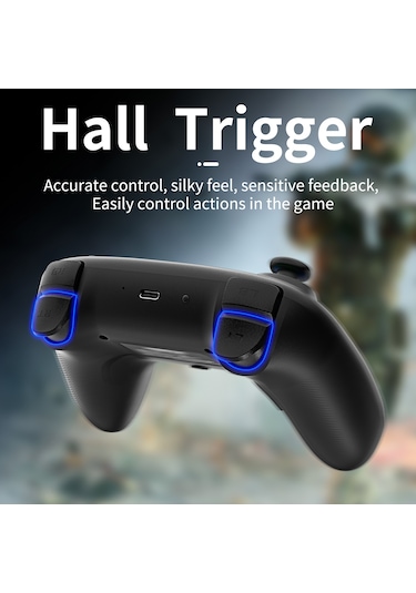 Gizala Kablosuz Oyun Kolu Gamepad Hall Effect Triggers Joystick Switch 2/pc/android/Apple Uyumlu iOS Siyah
