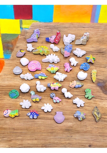 Taş Boyama Etkinliği, 30 Parça Sevimli Dinozorlar Ve Kabuklu Fosi