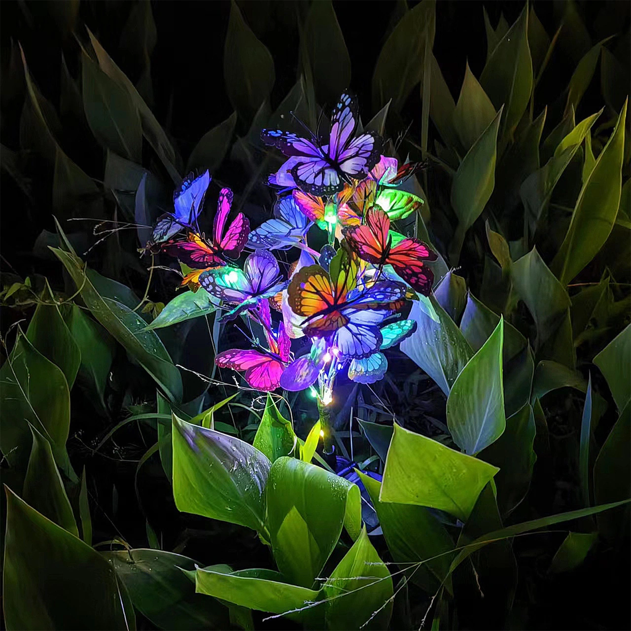 Moveevo Güneş Enerjili Led Renkli Kelebek Bahçe Aydınlatması, Ip65 Su Geçirmez, 600mah Batarya, Çim Üstü Dekoratif Işık - Tekli Paket Çok Renkli