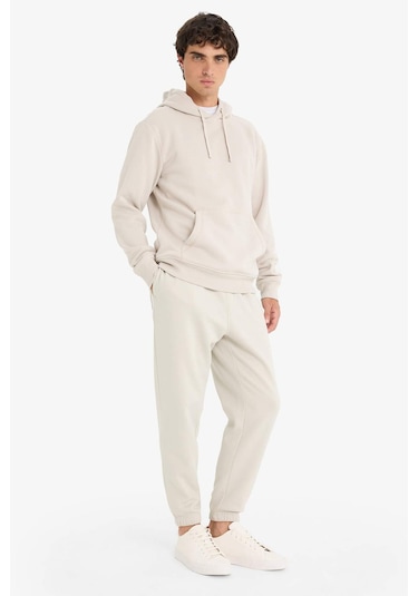 Defacto Regular Fit Beli Bağcıklı Cepli Paçası Lastikli Şardonlu Basic Düz Jogger Eşofman Altı E6326ax25aubg766 Bej