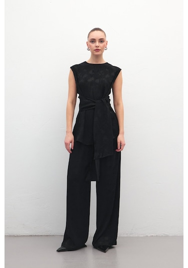 Sateen Camila Pantolon - Siyah-137185 siyah