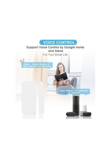 Anjiexun Tuya Wifi Akıllı Kapı Sensörü Anahtarı Kolu Pencere Alarmı