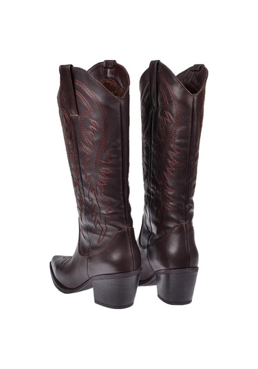 Pullman Hakiki Deri İşlemeli Western Kadın Çizme Plm-011 Koyu Kahve Koyu Kahverengi Pullman Hakiki Deri İşlemeli Western Kadın Çizme Plm-011 Koyu Kahve Koyu Kahverengi
