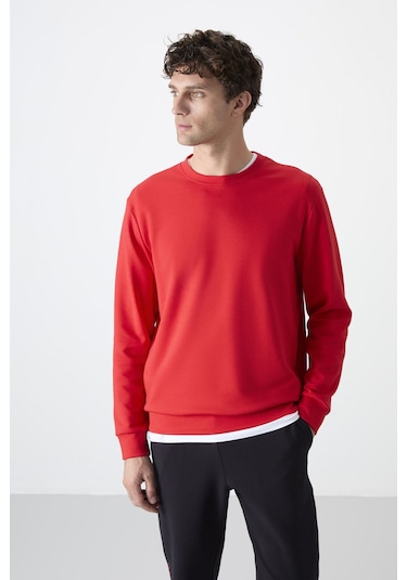 Tommy Life Kırmızı Basic O Yaka Rahat Form Erkek Sweatshirt - 88053 Kırmızı