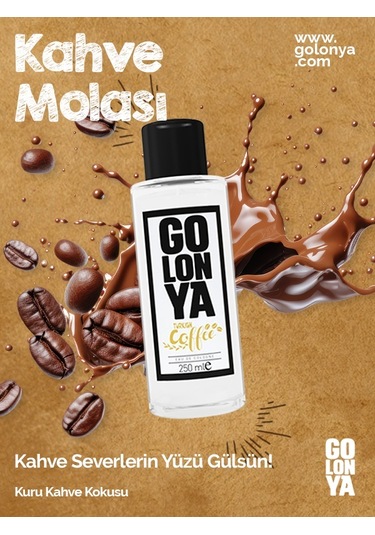 Golonya Kuru Kahve Kokulu Cam Şişe Kolonya 250 ML