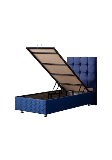 Setaymobilya Baza, Duke Lacivert Tek Kişilik Baza + Başlık+ Ortopedik Yatak