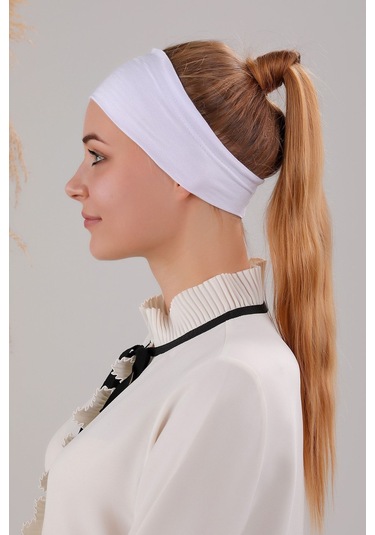 Sihirli Yapışkanlı Kaymayan Bandana Spor Bone Beyaz Beyaz